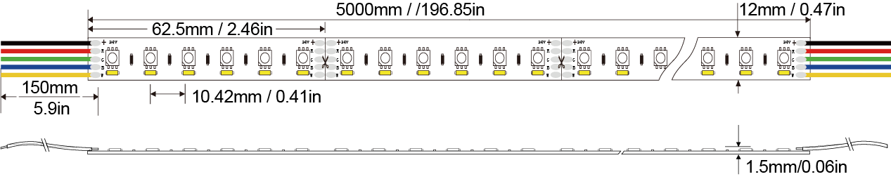 3535RGB+3014W-192D-10MM-24V Technical Specifications