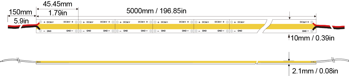 CCT双色系列:COB-640D-10MM-24V(CCT) Technical Specifications