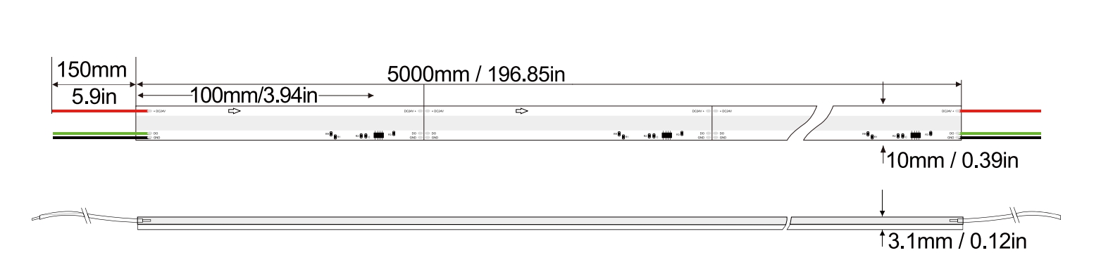 Pixel RGB COB Series : COB-720D-10MM-24V Technical Specifications