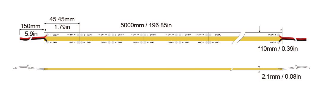 白光系列:COB-528D-8MM-24V Technical Specifications