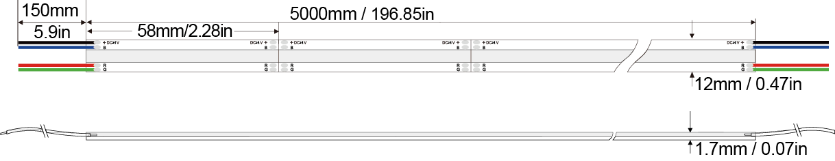 RGB系列：COB-1056D-12MM-24V Technical Specifications